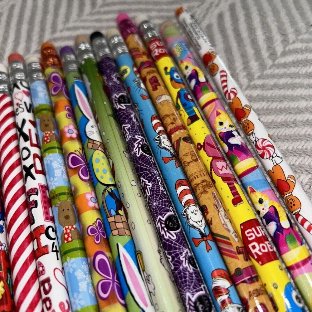 Vintage Wooden Pencil Lot 1990s Designed Holiday‎ C1